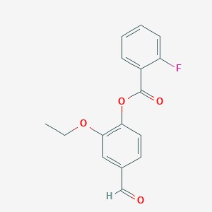 molecular formula C16H13FO4 B5777784 2-ethoxy-4-formylphenyl 2-fluorobenzoate 