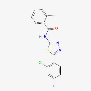 molecular formula C16H11ClFN3OS B5777868 N-[5-(2-chloro-4-fluorophenyl)-1,3,4-thiadiazol-2-yl]-2-methylbenzamide 