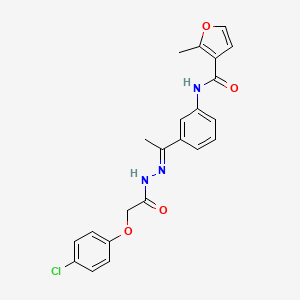 molecular formula C22H20ClN3O4 B5777876 N-(3-{N-[(4-chlorophenoxy)acetyl]ethanehydrazonoyl}phenyl)-2-methyl-3-furamide 