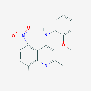 molecular formula C18H17N3O3 B5777904 N-(2-methoxyphenyl)-2,8-dimethyl-5-nitro-4-quinolinamine 