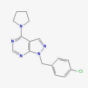 molecular formula C16H16ClN5 B5777923 1-(4-chlorobenzyl)-4-(1-pyrrolidinyl)-1H-pyrazolo[3,4-d]pyrimidine 