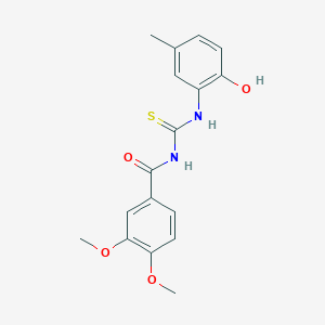 molecular formula C17H18N2O4S B5777957 N-{[(2-hydroxy-5-methylphenyl)amino]carbonothioyl}-3,4-dimethoxybenzamide 