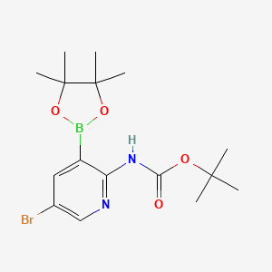 molecular formula C16H24BBrN2O4 B577803 叔丁基（5-溴-3-（4,4,5,5-四甲基-1,3,2-二氧杂硼环-2-基）吡啶-2-基）氨基甲酸酯 CAS No. 1263142-42-2