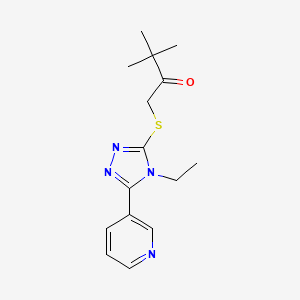 molecular formula C15H20N4OS B5778038 1-{[4-ethyl-5-(3-pyridinyl)-4H-1,2,4-triazol-3-yl]thio}-3,3-dimethyl-2-butanone 