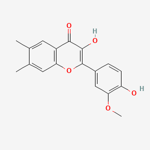 molecular formula C18H16O5 B577806 3-Hydroxy-2-(4-hydroxy-3-methoxyphenyl)-6,7-dimethylchromen-4-one CAS No. 1353223-95-6