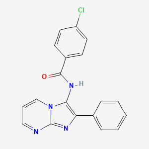 molecular formula C19H13ClN4O B5778090 4-chloro-N-(2-phenylimidazo[1,2-a]pyrimidin-3-yl)benzamide 