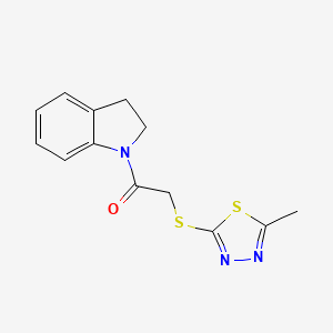 molecular formula C13H13N3OS2 B5778106 1-{[(5-methyl-1,3,4-thiadiazol-2-yl)thio]acetyl}indoline 