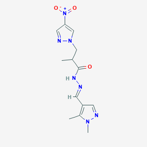 molecular formula C13H17N7O3 B5778331 N'-[(1,5-dimethyl-1H-pyrazol-4-yl)methylene]-2-methyl-3-(4-nitro-1H-pyrazol-1-yl)propanohydrazide 