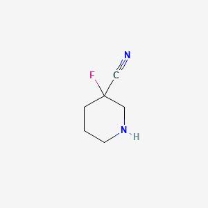 molecular formula C6H9FN2 B577846 3-Fluoropiperidine-3-carbonitrile CAS No. 1265323-71-4