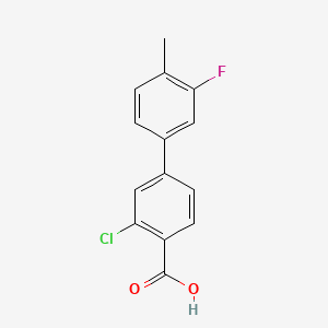 molecular formula C14H10ClFO2 B577854 2-氯-4-(3-氟-4-甲基苯基)苯甲酸 CAS No. 1261893-13-3