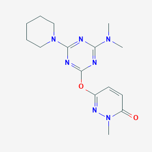 molecular formula C15H21N7O2 B5778618 6-{[4-(dimethylamino)-6-(1-piperidinyl)-1,3,5-triazin-2-yl]oxy}-2-methyl-3(2H)-pyridazinone 