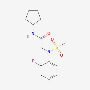 molecular formula C14H19FN2O3S B5778688 N~1~-cyclopentyl-N~2~-(2-fluorophenyl)-N~2~-(methylsulfonyl)glycinamide 
