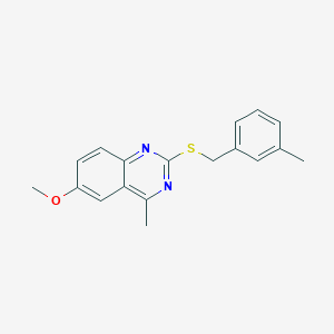 molecular formula C18H18N2OS B5778713 6-methoxy-4-methyl-2-[(3-methylbenzyl)thio]quinazoline 