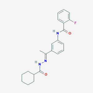 N-{3-[N-(cyclohexylcarbonyl)ethanehydrazonoyl]phenyl}-2-fluorobenzamide