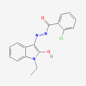 molecular formula C17H14ClN3O2 B5778798 2-chloro-N'-(1-ethyl-2-oxo-1,2-dihydro-3H-indol-3-ylidene)benzohydrazide 