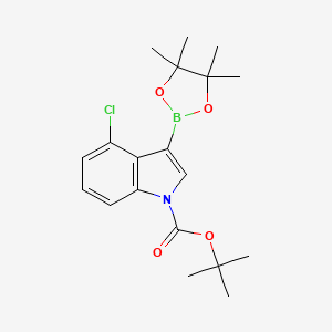 molecular formula C19H25BClNO4 B577880 叔丁基 4-氯-3-(4,4,5,5-四甲基-1,3,2-二氧杂硼环-2-基)-1H-吲哚-1-羧酸酯 CAS No. 1256359-94-0