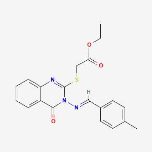 molecular formula C20H19N3O3S B5778920 ethyl ({3-[(4-methylbenzylidene)amino]-4-oxo-3,4-dihydro-2-quinazolinyl}thio)acetate 