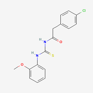molecular formula C16H15ClN2O2S B5778940 2-(4-chlorophenyl)-N-{[(2-methoxyphenyl)amino]carbonothioyl}acetamide 