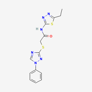 molecular formula C14H14N6OS2 B5778957 N-(5-ethyl-1,3,4-thiadiazol-2-yl)-2-[(1-phenyl-1H-1,2,4-triazol-3-yl)thio]acetamide 