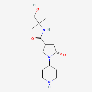 molecular formula C14H25N3O3 B577897 N-(1-hydroxy-2-methylpropan-2-yl)-5-oxo-1-(piperidin-4-yl)pyrrolidine-3-carboxamide CAS No. 1263285-15-9