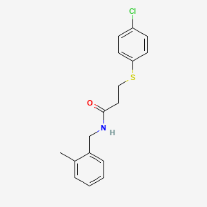 molecular formula C17H18ClNOS B5778994 3-[(4-chlorophenyl)thio]-N-(2-methylbenzyl)propanamide 