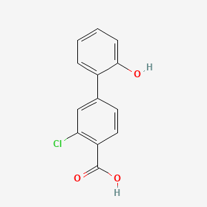 molecular formula C13H9ClO3 B577907 2-氯-4-(2-羟基苯基)苯甲酸 CAS No. 1261938-18-4