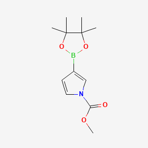 molecular formula C12H18BNO4 B577908 Methyl 3-(4,4,5,5-tetramethyl-1,3,2-dioxaborolan-2-yl)-1H-pyrrole-1-carboxylate CAS No. 1256360-05-0