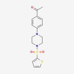 molecular formula C16H18N2O3S2 B5779096 1-{4-[4-(2-thienylsulfonyl)-1-piperazinyl]phenyl}ethanone 