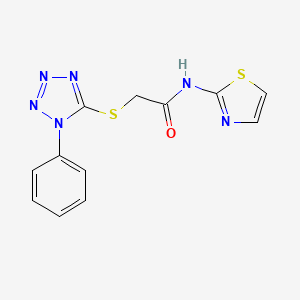 molecular formula C12H10N6OS2 B5779152 2-[(1-phenyl-1H-tetrazol-5-yl)thio]-N-1,3-thiazol-2-ylacetamide 