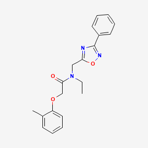 molecular formula C20H21N3O3 B5779296 N-ethyl-2-(2-methylphenoxy)-N-[(3-phenyl-1,2,4-oxadiazol-5-yl)methyl]acetamide 