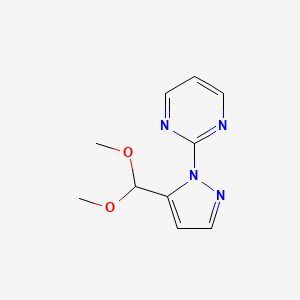 molecular formula C10H12N4O2 B577934 2-(5-(dimethoxymethyl)-1H-pyrazol-1-yl)pyrimidine CAS No. 1269293-08-4