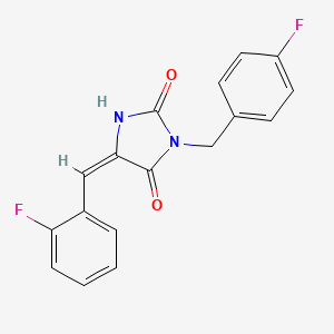 molecular formula C17H12F2N2O2 B5779341 3-(4-fluorobenzyl)-5-(2-fluorobenzylidene)-2,4-imidazolidinedione 
