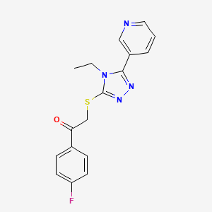molecular formula C17H15FN4OS B5779350 2-{[4-ethyl-5-(3-pyridinyl)-4H-1,2,4-triazol-3-yl]thio}-1-(4-fluorophenyl)ethanone 