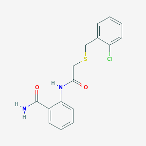 molecular formula C16H15ClN2O2S B5779438 2-({[(2-chlorobenzyl)thio]acetyl}amino)benzamide 