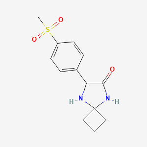 molecular formula C13H16N2O3S B577944 7-[4-(Methylsulfonyl)phenyl]-5,8-diazaspiro[3.4]octan-6-one CAS No. 1272755-84-6