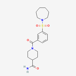 molecular formula C19H27N3O4S B5779531 1-[3-(1-azepanylsulfonyl)benzoyl]-4-piperidinecarboxamide 