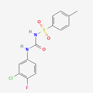 molecular formula C14H12ClFN2O3S B5779608 N-{[(3-chloro-4-fluorophenyl)amino]carbonyl}-4-methylbenzenesulfonamide 