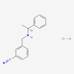 molecular formula C16H17ClN2 B577986 3-(((1-Phenylethyl)amino)methyl)benzonitrile hydrochloride CAS No. 1332609-10-5