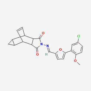 molecular formula C23H19ClN2O4 B5779911 4-({[5-(5-chloro-2-methoxyphenyl)-2-furyl]methylene}amino)-4-azatetracyclo[5.3.2.0~2,6~.0~8,10~]dodec-11-ene-3,5-dione 