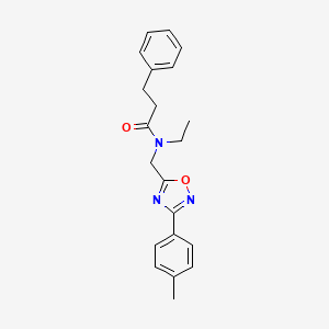 molecular formula C21H23N3O2 B5779954 N-ethyl-N-{[3-(4-methylphenyl)-1,2,4-oxadiazol-5-yl]methyl}-3-phenylpropanamide 