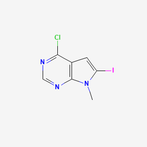 molecular formula C7H5ClIN3 B578001 4-Chloro-6-iodo-7-methyl-7H-pyrrolo[2,3-D]pyrimidine CAS No. 1363382-83-5