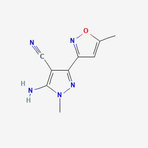 molecular formula C9H9N5O B578002 5-Amino-1-methyl-3-(5-methylisoxazol-3-yl)-1H-pyrazole-4-carbonitrile CAS No. 1260740-36-0