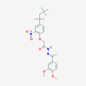 molecular formula C26H35N3O6 B5780066 N'-[1-(3,4-dimethoxyphenyl)ethylidene]-2-[2-nitro-4-(1,1,3,3-tetramethylbutyl)phenoxy]acetohydrazide 