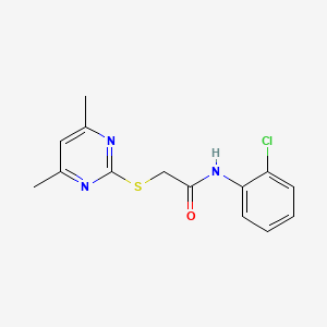molecular formula C14H14ClN3OS B5780069 N-(2-chlorophenyl)-2-[(4,6-dimethyl-2-pyrimidinyl)thio]acetamide 