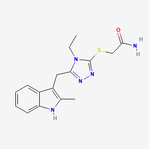 molecular formula C16H19N5OS B5780072 2-({4-ethyl-5-[(2-methyl-1H-indol-3-yl)methyl]-4H-1,2,4-triazol-3-yl}thio)acetamide 