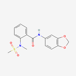 molecular formula C16H16N2O5S B5780094 N-1,3-benzodioxol-5-yl-2-[methyl(methylsulfonyl)amino]benzamide 