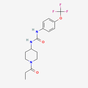 molecular formula C16H20F3N3O3 B578014 1-(1-Propanoylpiperidin-4-yl)-3-[4-(trifluoromethoxy)phenyl]urea CAS No. 1222780-33-7