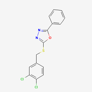 molecular formula C15H10Cl2N2OS B5780144 2-[(3,4-dichlorobenzyl)thio]-5-phenyl-1,3,4-oxadiazole 