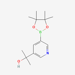 molecular formula C14H22BNO3 B578015 2-(5-(4,4,5,5-四甲基-1,3,2-二氧杂硼环丁-2-基)吡啶-3-基)丙烷-2-醇 CAS No. 1257431-63-2