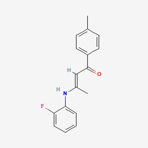 molecular formula C17H16FNO B5780156 3-[(2-fluorophenyl)amino]-1-(4-methylphenyl)-2-buten-1-one 